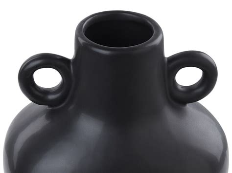 Dolomite Ceramic Flower Vase 20 cm Black NAFPLIO | Beliani.de