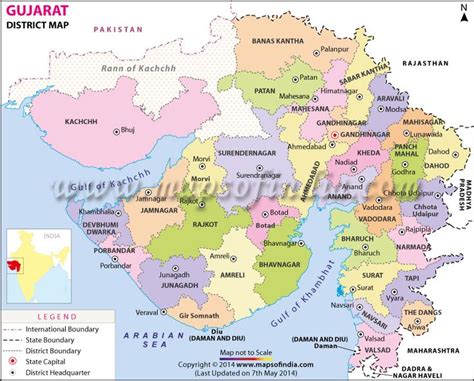 Map of Gujarat showing all the districts in the state. | Map, India map ...