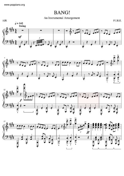 AJR-Bang ! Sheet Music pdf, - Free Score Download ★