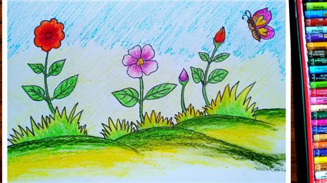 Easy and simple flower garden drawing | Flower garden drawing, Garden ...