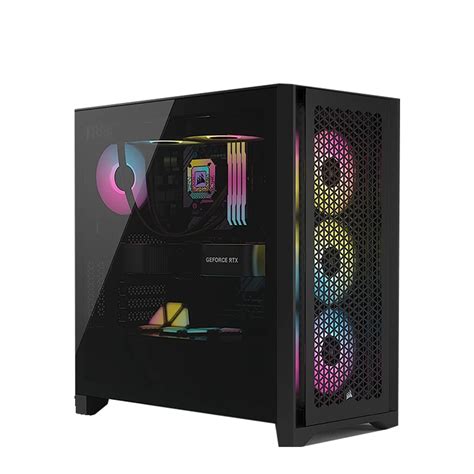 Corsair iCUE 4000D RGB Tempered Glass Mid-Tower ATX PC Smart Case ...