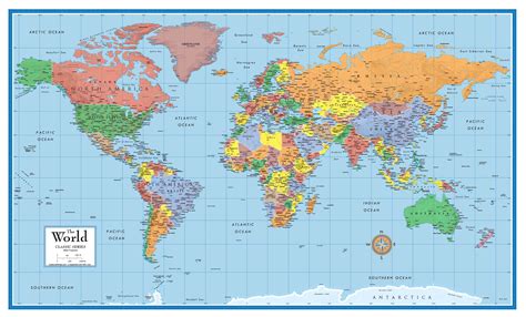 24x36 World Classic Elite Wall Map Laminated - Walmart.com