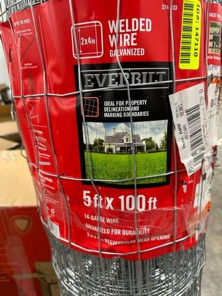 Everbilt 5'x100' 14- Gauge Wire Fence - Lambrecht Auction, Inc.