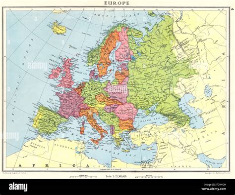 EUROPE: Europe shortly before World War 2, 1938 vintage map Stock Photo ...