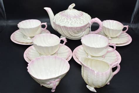 Early Belleek porcelain shell shape four person tea set… - Belleek - Ceramics