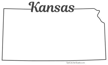 Kansas – Map Outline, Printable State, Shape, Stencil, Pattern | Kansas map, State outline, Map ...