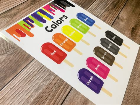 Colors Chart Popsicle Colors Learn Colors Color Chart - Etsy