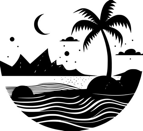 Beach Background, Black and White Vector illustration 23619463 Vector Art at Vecteezy