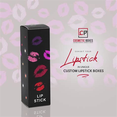 lip stick packaging box with lipstick prints on the front and back side, in pink and purple colors