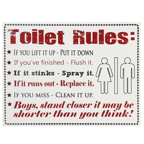 Toilet Rules Wooden Sign - Modern Bathroom Toilet Decoration - Plaque ...