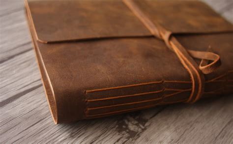 handmade brown leather journal for men - FlixGifts