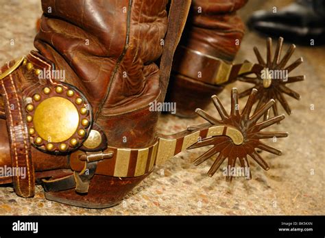 Western-style cowboy spurs on boots in Fort Worth, Texas Stock Photo - Alamy