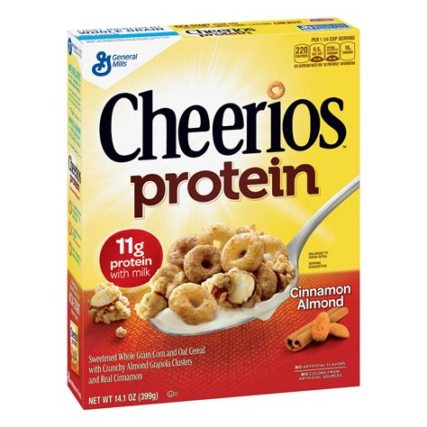 Cheerios Protein Cinnamon Almond Cereal, 14.1 oz Box - Walmart.com ...