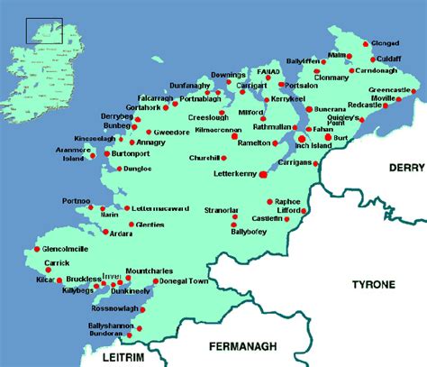 map of towns in Donegal | Irlanda, República de irlanda, Mapas