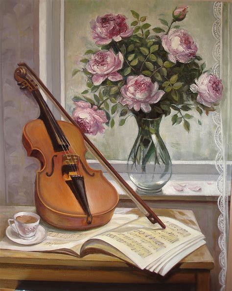 Violin with Roses Painting by Venera Koch - Pixels