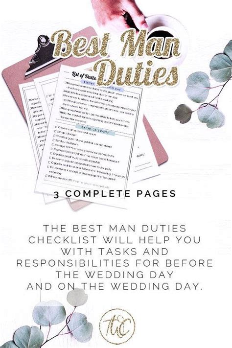 Best Man Duties with colorful headings checklist printable | Etsy | Best man duties, Wedding ...