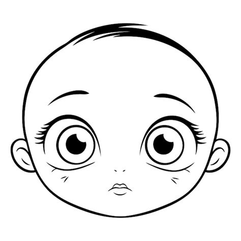 Premium Vector | Cute baby face with green eyes on white background