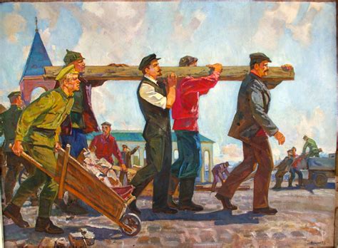 Oil Painting Handmade Vintage Soviet Socialist Realist propaganda USSR