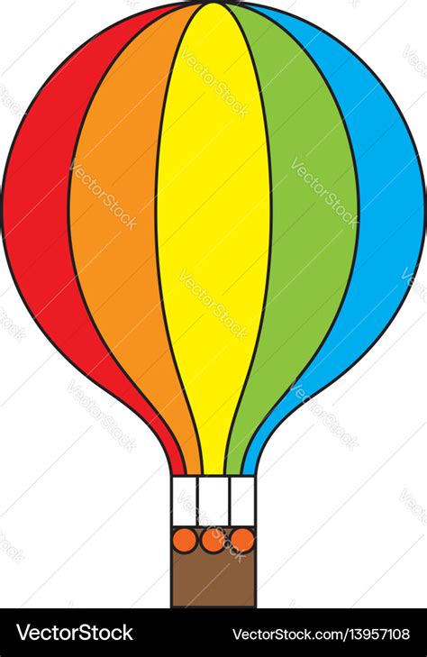 Hot air balloon rainbow colors icon Royalty Free Vector