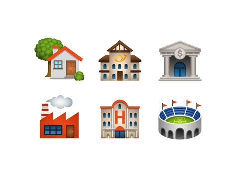 Emoji: place-building by Andrew for Icons8 on Dribbble