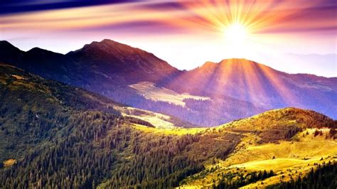 mountains-simply-beautiful-hills-sunlight-peaceful-tree-sun-forest-landscape-sunrise-sunset-sky ...