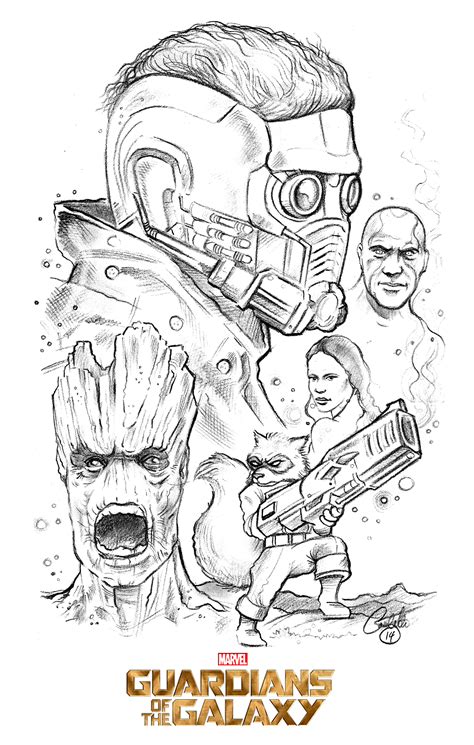 Guardians of the Galaxy sketch Robert Castillo | Galaxy drawings, Marvel art drawings, Avengers ...