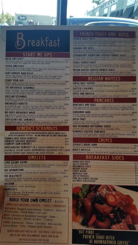 Menu at Brownstones Coffee restaurant, Amityville, 55 Merrick Rd