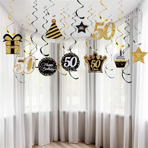 50th Birthday Party Decorations, 50th Birthday Party Hanging Swirls ...