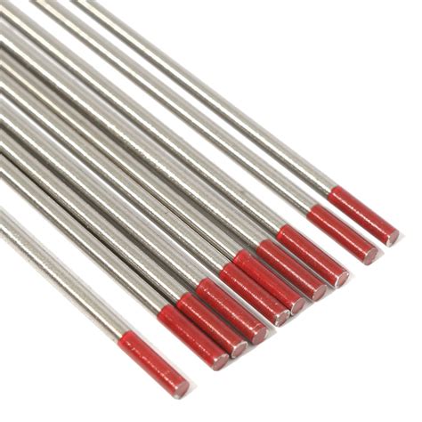 10Pcs 3/32inch x 7inch (2.4x175mm) RED WT20 2% Thoriated Tungsten Welding TIG Electrode ...