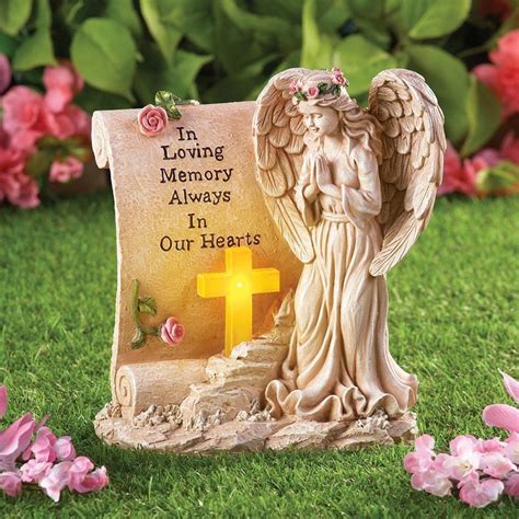 NEW Solar Lighted Weeping Angel Garden Grave Memorial Statue Figurine ...