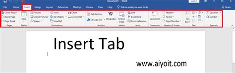 Insert Tab in Microsoft Word - AIYO IT Tutorial