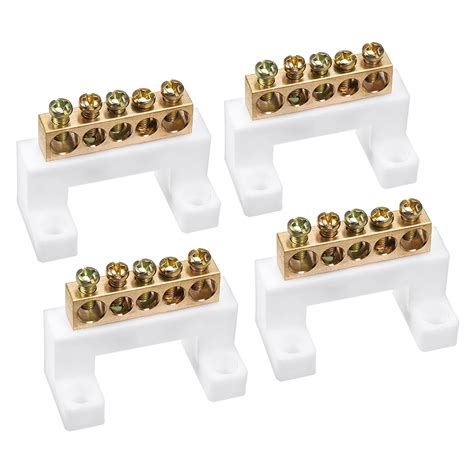 Copper Screw Terminal Block Connector Bar 100A Double Row Bridge Shape Ground Wire 5 Positions ...