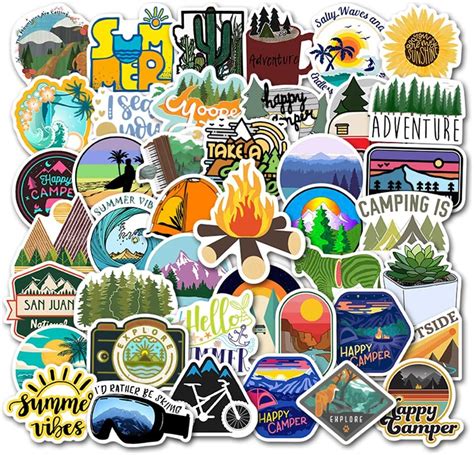 Amazon.com: 50pcs Pack Outdoor Camping Stickers for Water Bottle ...