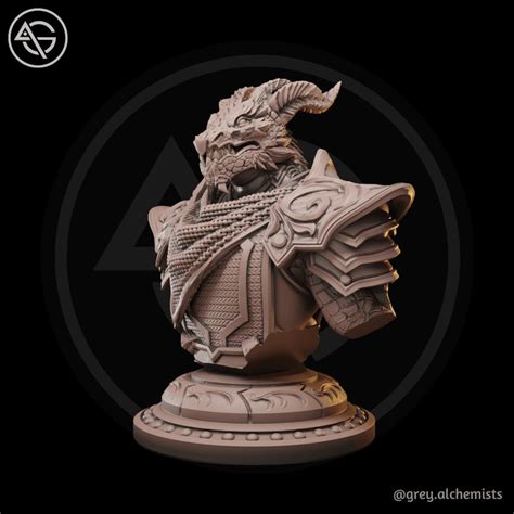 3D Printable Miniature Bust - Dralag the Dragonborn Paladin, DnD Minis - Fantasy Character Bust ...