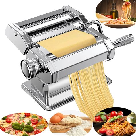 Manual Pasta Maker Machine with 6 Adjustable Thickness Settings 2-In-1 Noodles Maker for ...