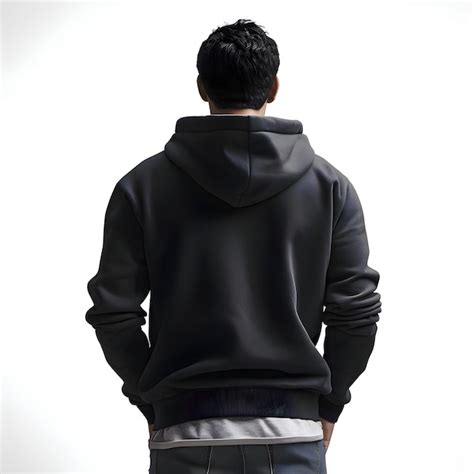 Premium PSD | Back view of a man in black hoodie isolated on white ...