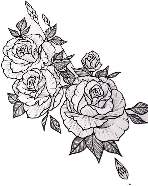 Rose Tattoo Stencil Outline