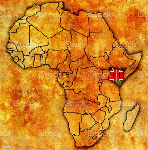 Kenya Flag On Political Map Of Africa Stock Illustration - Download ...