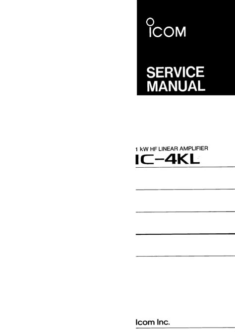 Service Manual - Icom IC-4KL - Amplifier