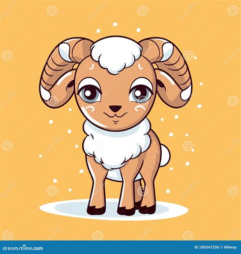 A Cartoon Cute Baby Ram Farm Animal Character, Vector Stock ...