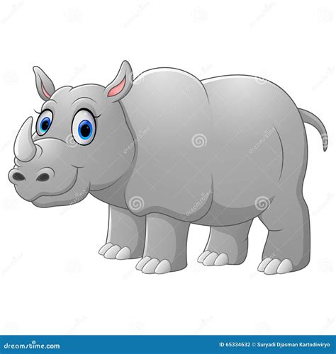 Cartoon Rhino In Zoo, African Reserve Park Vector Illustration | CartoonDealer.com #250322426