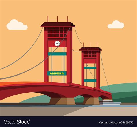 Ampera bridge in south sumatra indonesia Vector Image