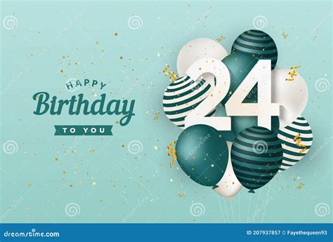 Happy 24th Birthday Balloons Greeting Card Background. Stock Photo ...