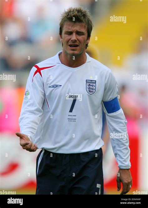 England international David Beckham gets angry in the 2006 FIFA World Cup group B match of ...