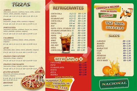 Cardápio Pizzaria Nacional - Frente | Leandroibtm