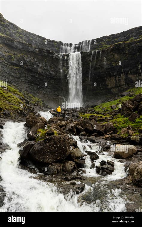 Fossa waterfall, Streymoy island, Faroe Islands, Denmark, Europe Stock ...