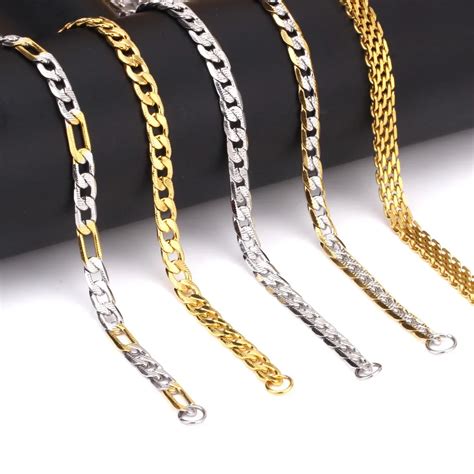 6mm 55cm Different Style Fashion Necklace Chain Men Women Jewelry Gold/Silver Stainless Steel ...