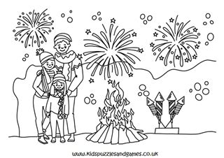 Bonfire Night Colouring For November 5th - Www.free-for-kids.com B4E