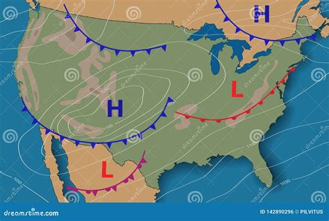 Weather Forecast. Meteorological Weather Map of the United State of ...