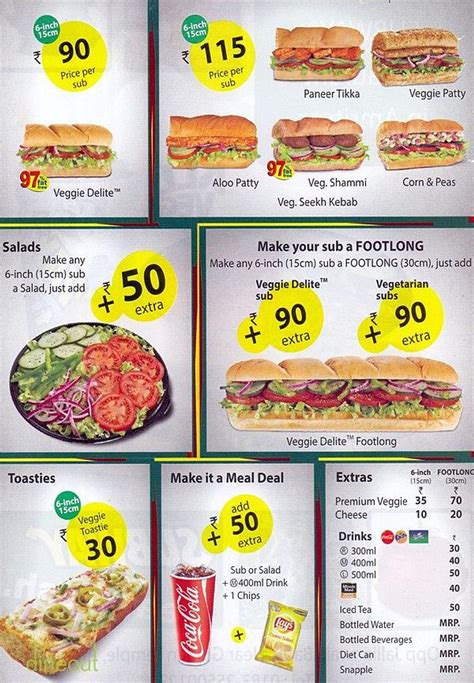 Menu of Subway, Ranjit Avenue, Amritsar | Dineout discovery